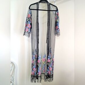 Johnny Was INSPIRED Sheer Embroidered Long Kimono Beach Date Night Unbranded